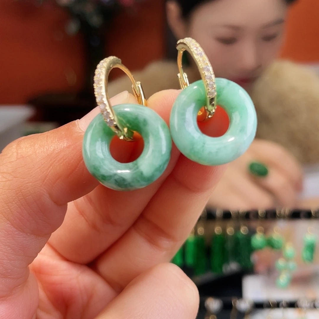 翡翠未镶嵌耳饰饰品