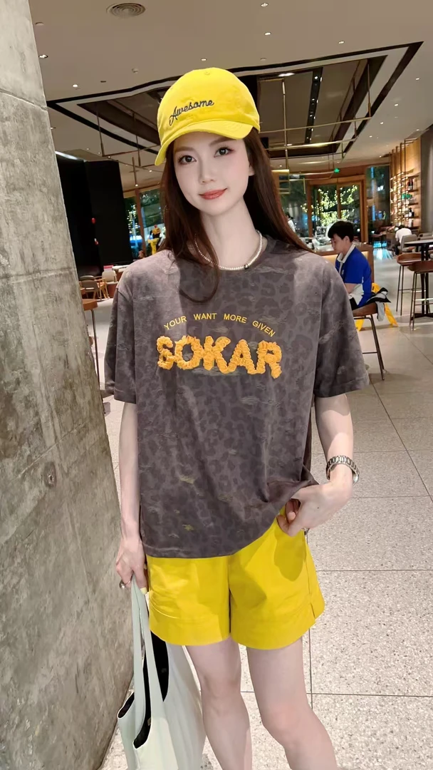 NFM女驸马新款韩版印花显瘦豹纹INS风T恤80216