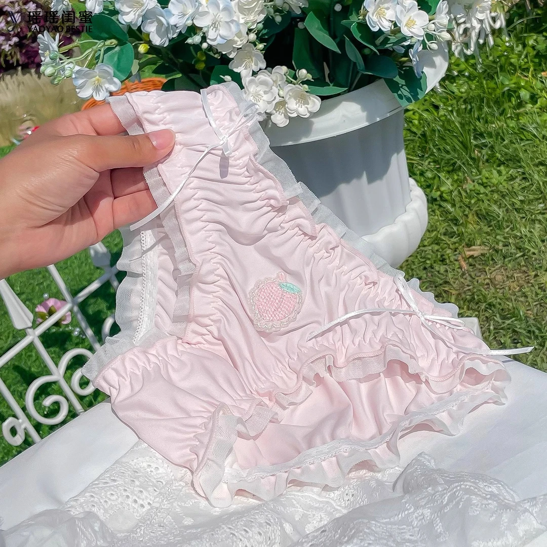瑶瑶闺蜜日系洛丽塔少女内裤女性感纯欲粉色桃子薄款大码三角裤头