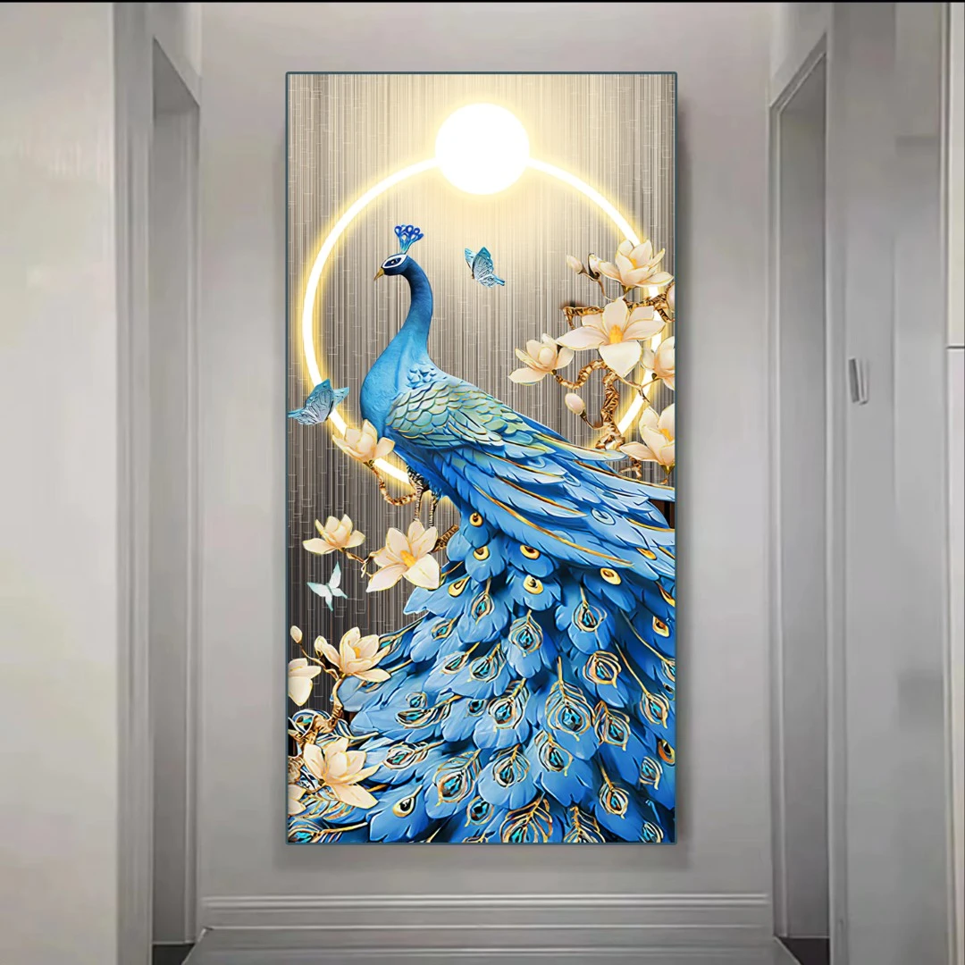 玄关画【吉祥富贵】9001晶瓷镶钻装饰画客厅过道 装饰画