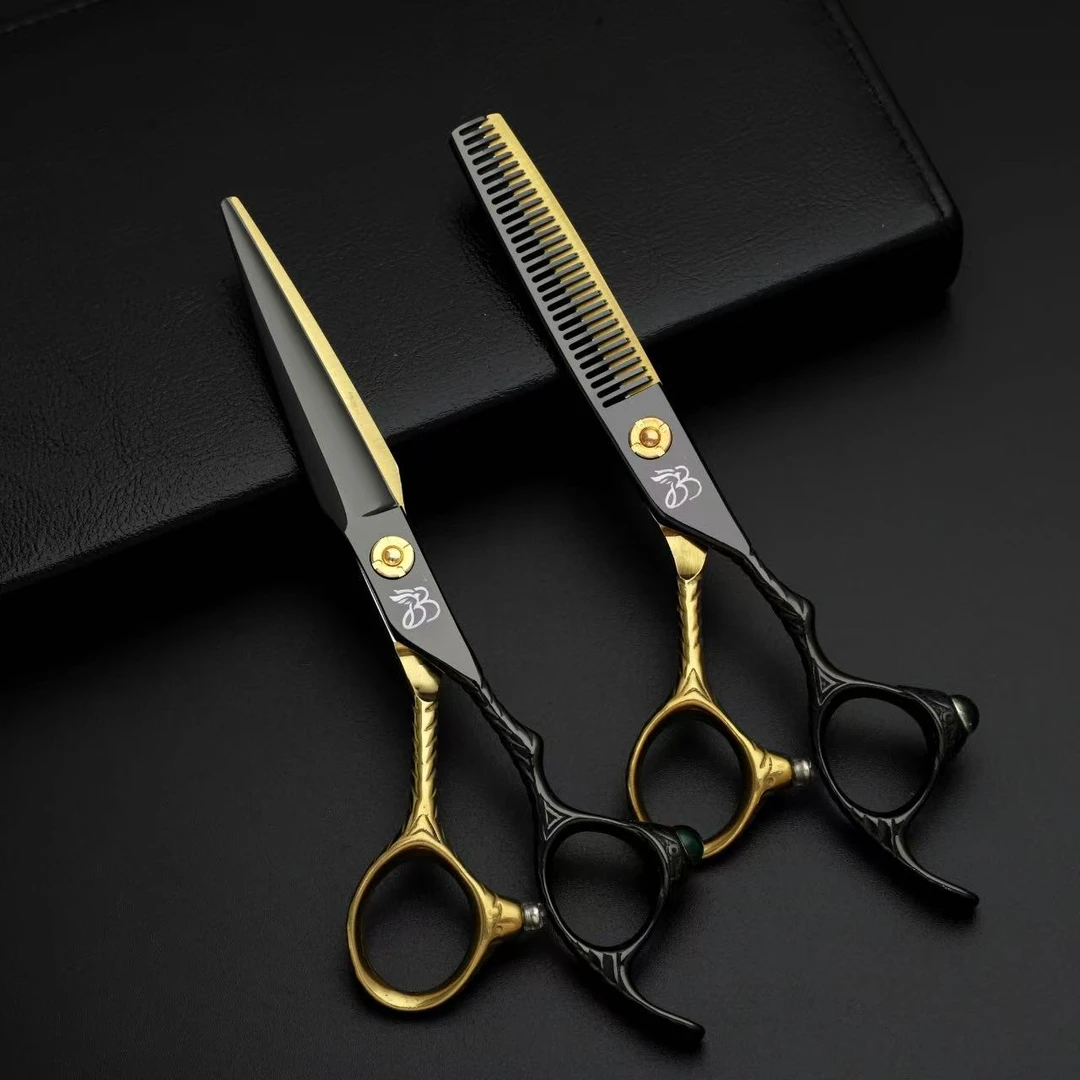 黑金双拼色美发剪刀无痕牙剪理发剪打薄剪发家用理发师剪发廊工具