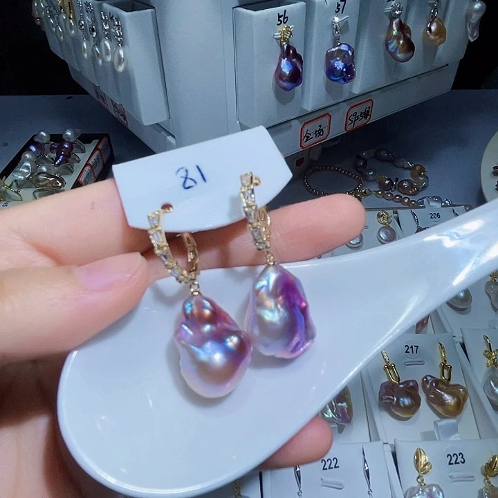 淡水珍珠耳饰银S925镶嵌墩*儿