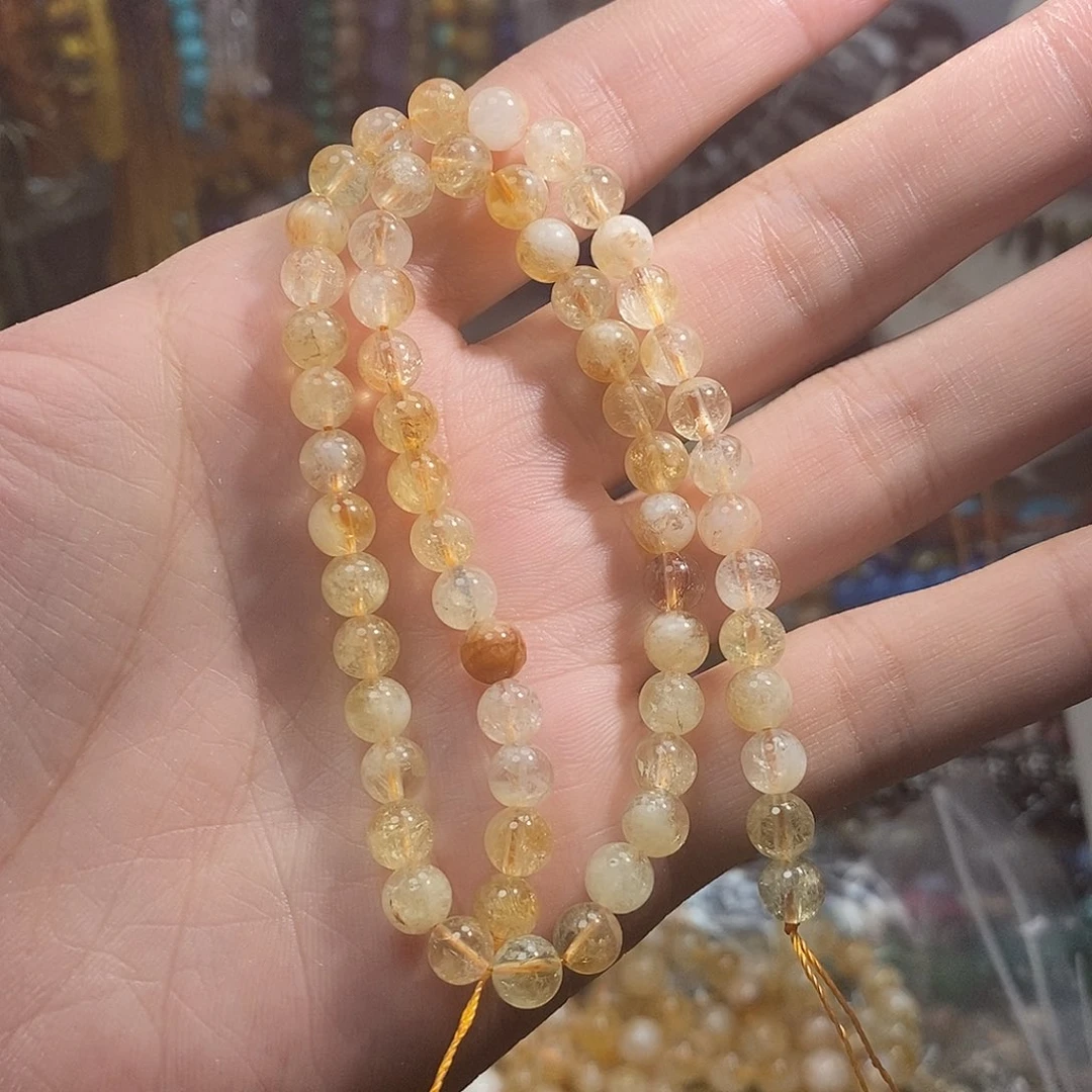 L***）未镶嵌，黄塔金6mm，石英质玉