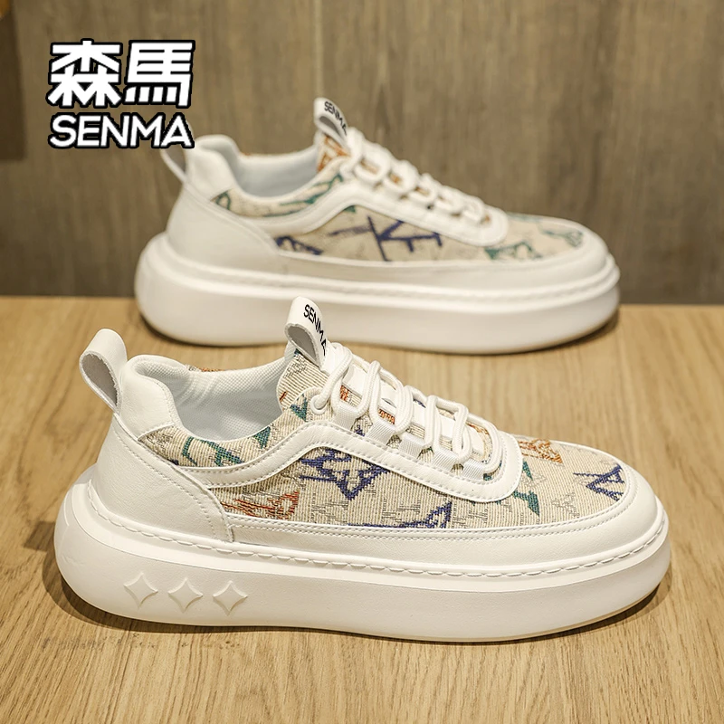 SENMA/森马男鞋冬季2025新款百搭休闲帆布板鞋厚底炸街男士小白鞋