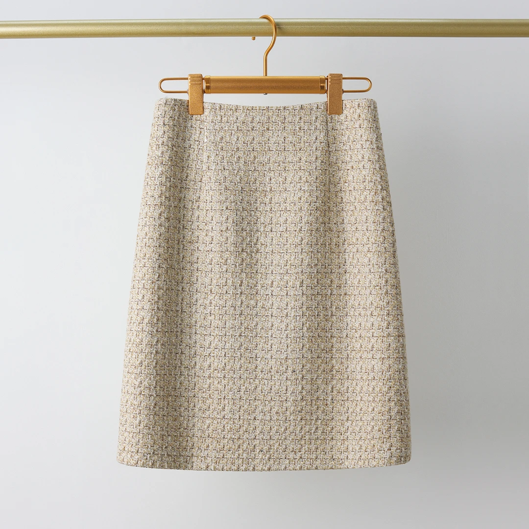 粗花呢小香风半身裙女2025秋冬新款高腰显瘦包臀裙子中长款a字裙