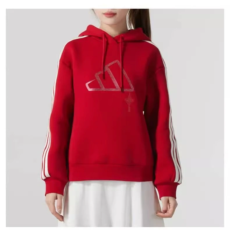 Adidas/阿迪达斯~运动休闲连帽卫衣常规版型套头衫外套红色JZ1636