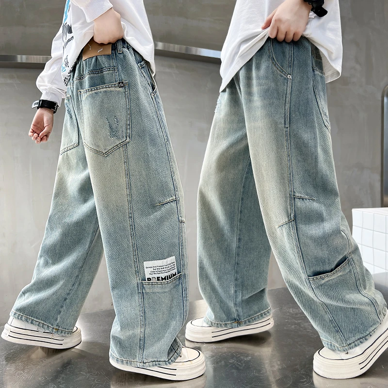 男童春秋款休闲长裤2025新款中大童春装直筒牛仔裤儿童韩版裤子潮