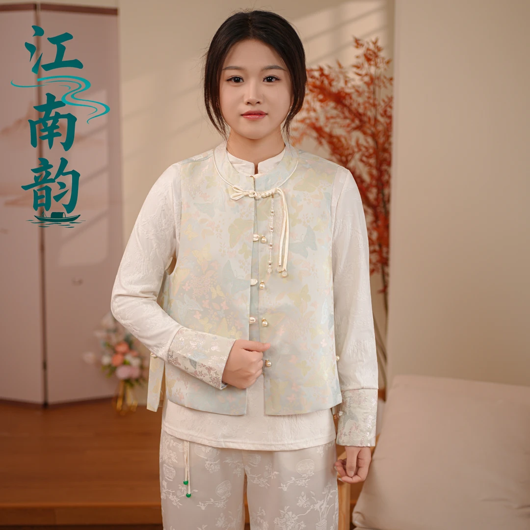 玉蝴蝶·秋季新款国风马夹女装新中式流苏提花气质显瘦无袖坎肩
