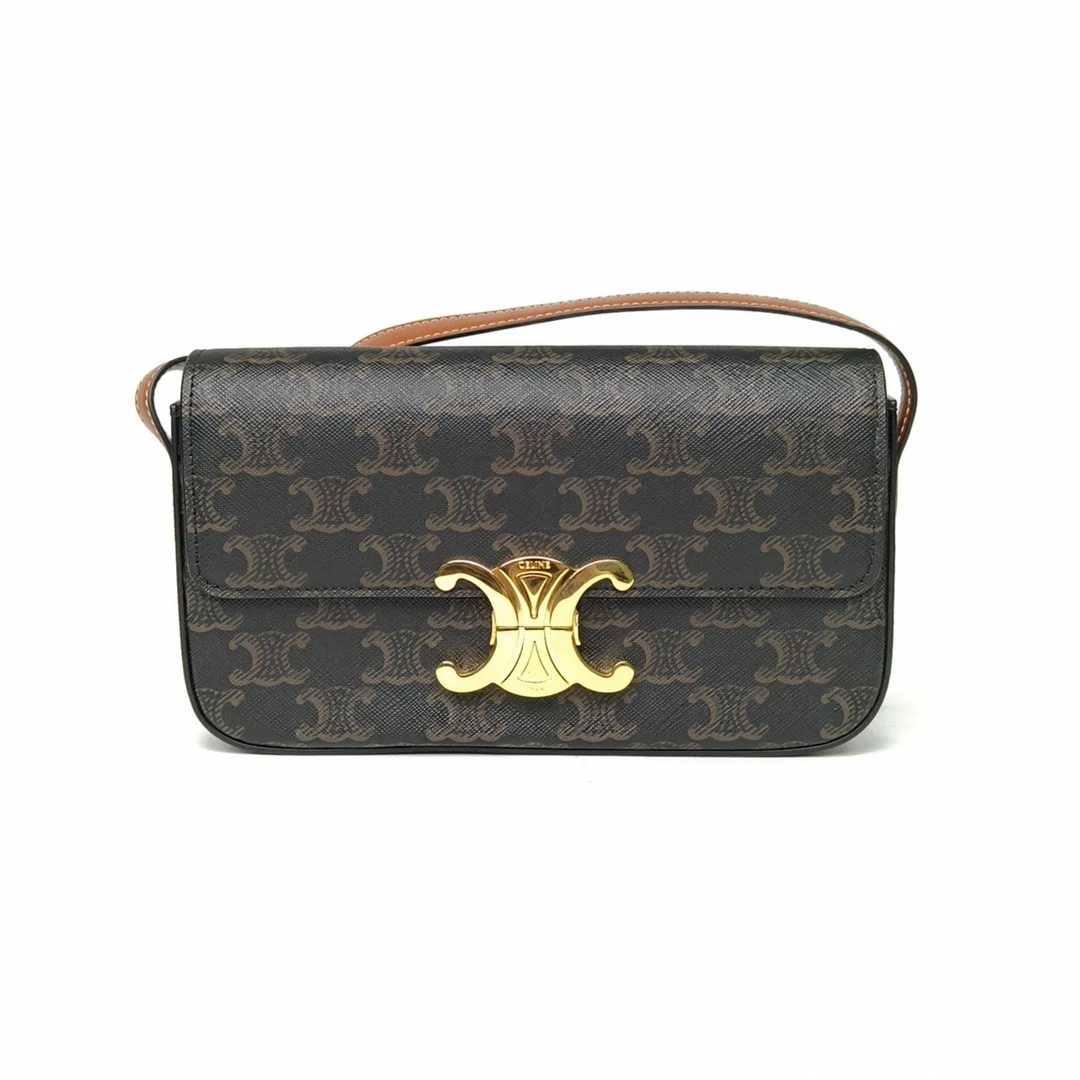 95新 Celine/思琳 【攀攀】凯旋门 肩背包 肩带款 老花 PVC 金扣