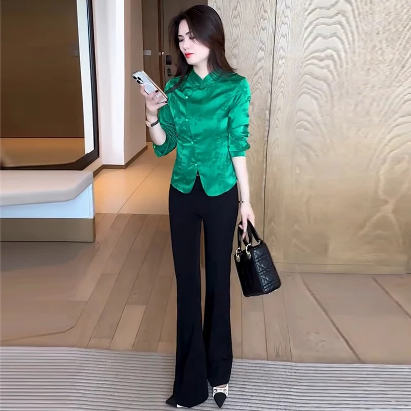 新中式国风盘扣衬衫女2025春季新款气质时尚复古显瘦小衫洋气上衣