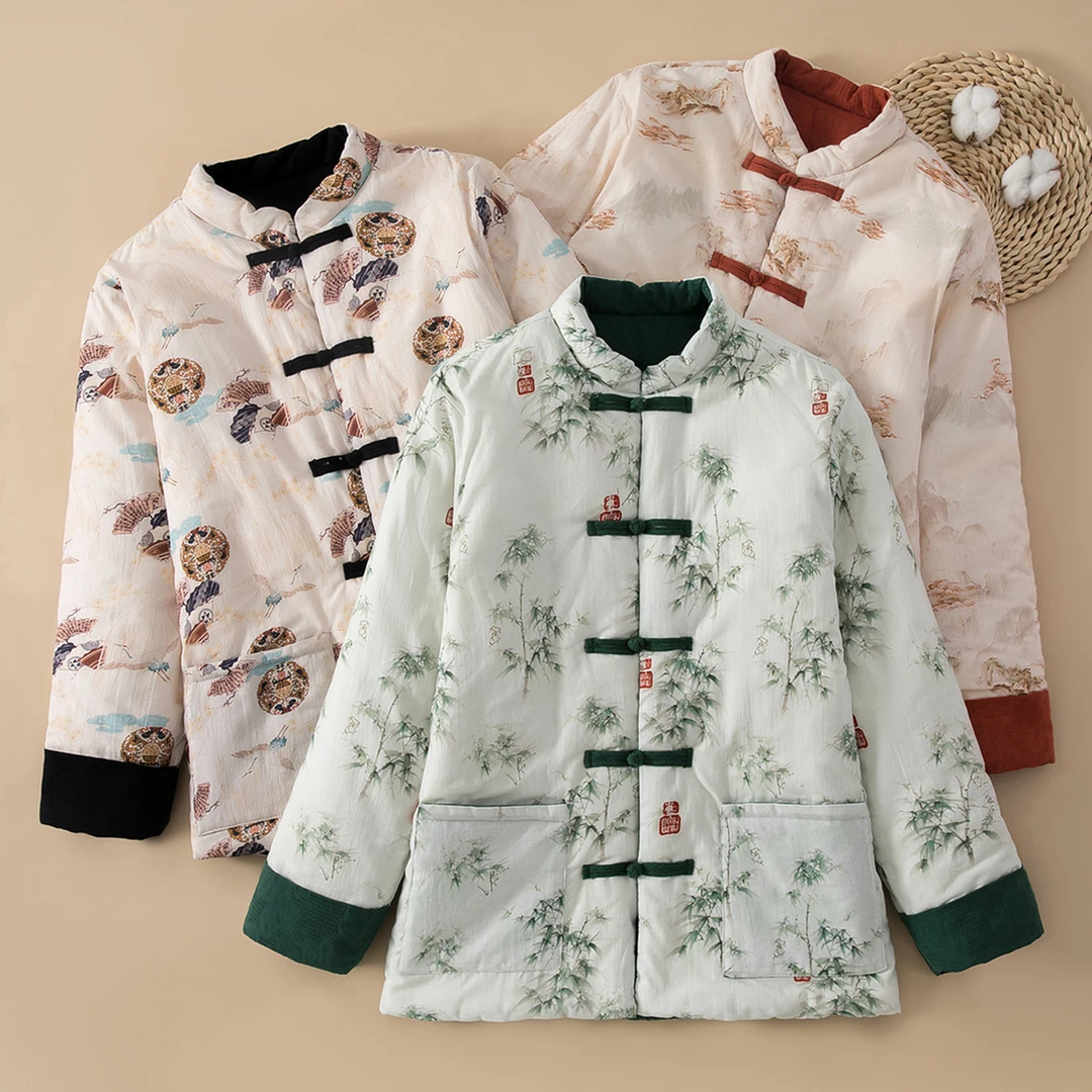 唐装男士棉花棉袄复古中国风加厚汉服盘扣冬季保暖棉衣休闲棉服