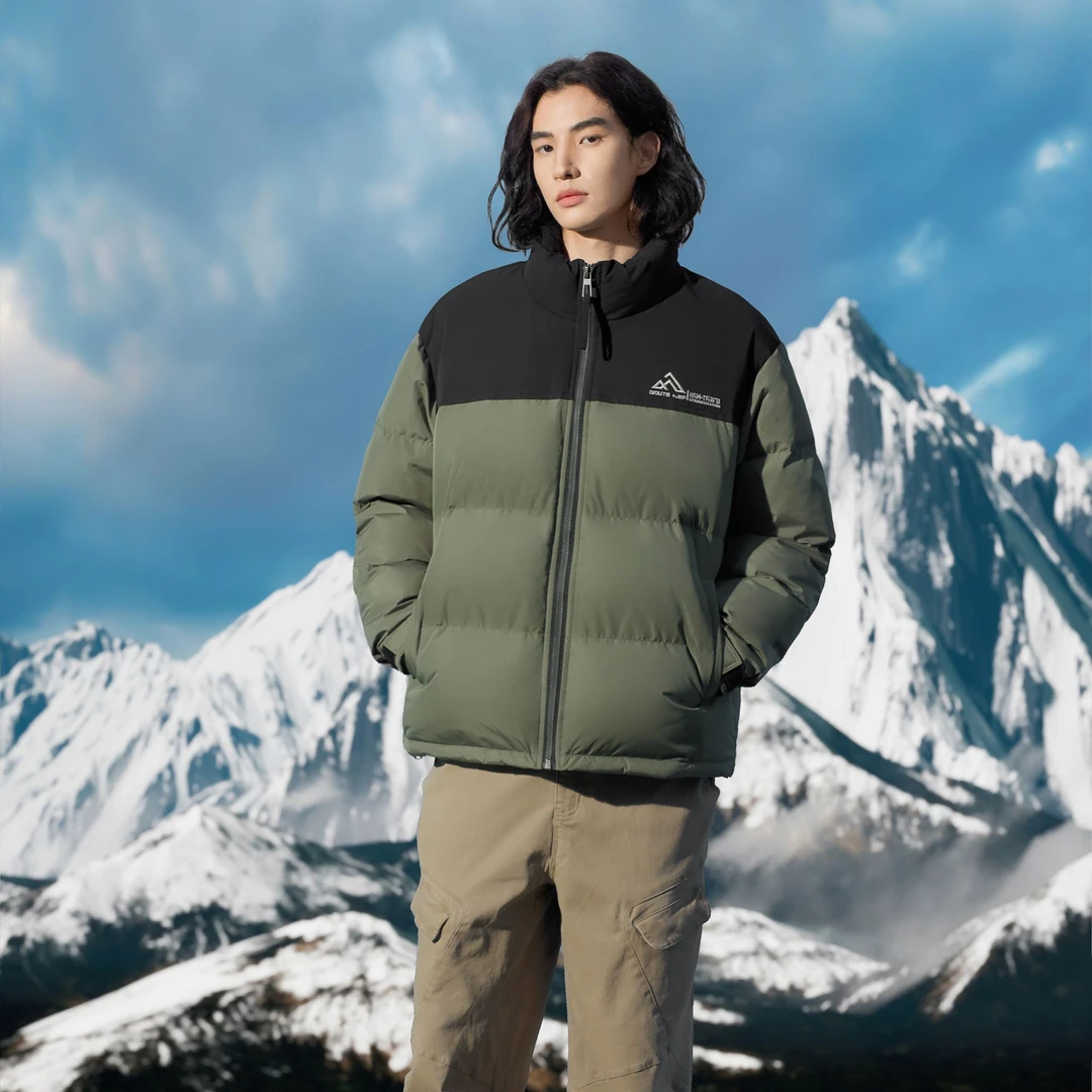 2024冬季新款男羽绒服立领拼接加厚休闲保暖面包服户外外套-5611