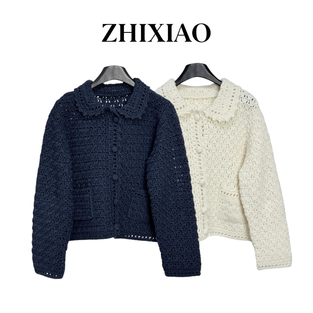 【ZHIXIAO】秋冬新款：针织翻领毛衣外套3239