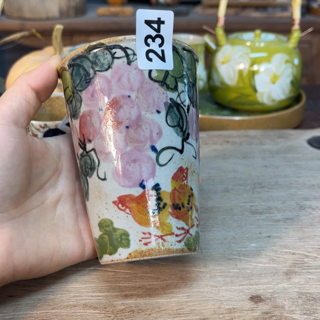 壶素浅陶瓷手工手绘