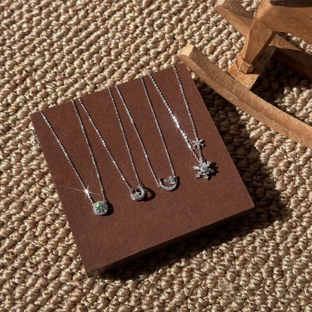 坠链均925银合成锆石 S925银项链