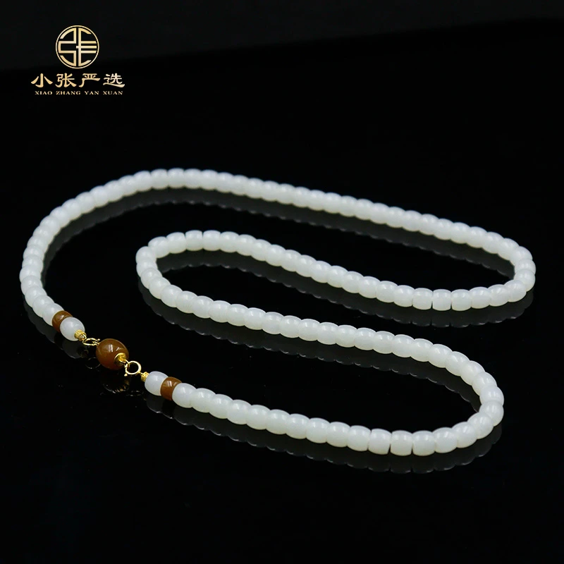 【小张严选】XPY191-1 和田玉白玉设计直切项链 5-6mm+ 多样发其一