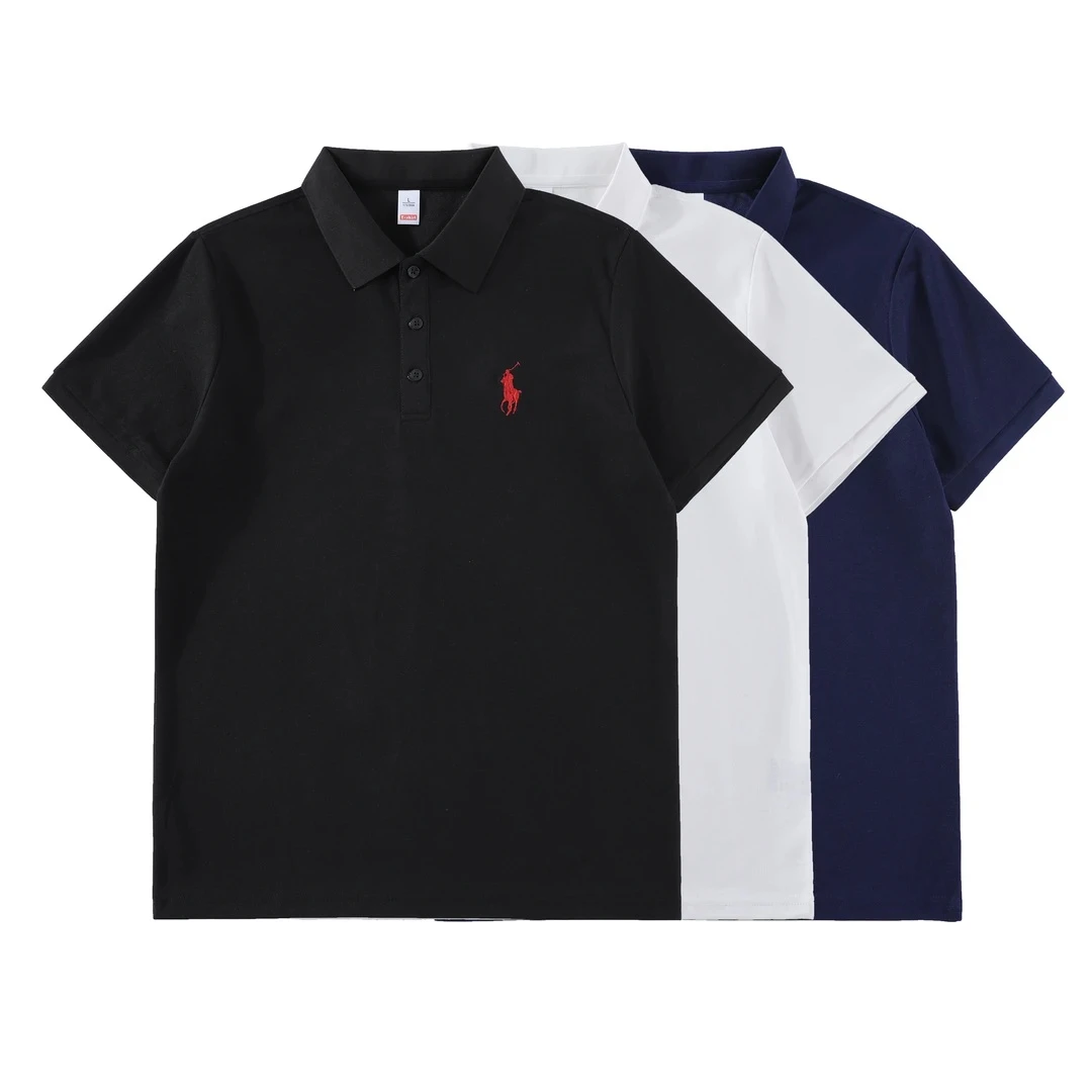 夏季新款刺绣保罗翻领短袖POLO衫男士户外休闲商务纯色透气半袖