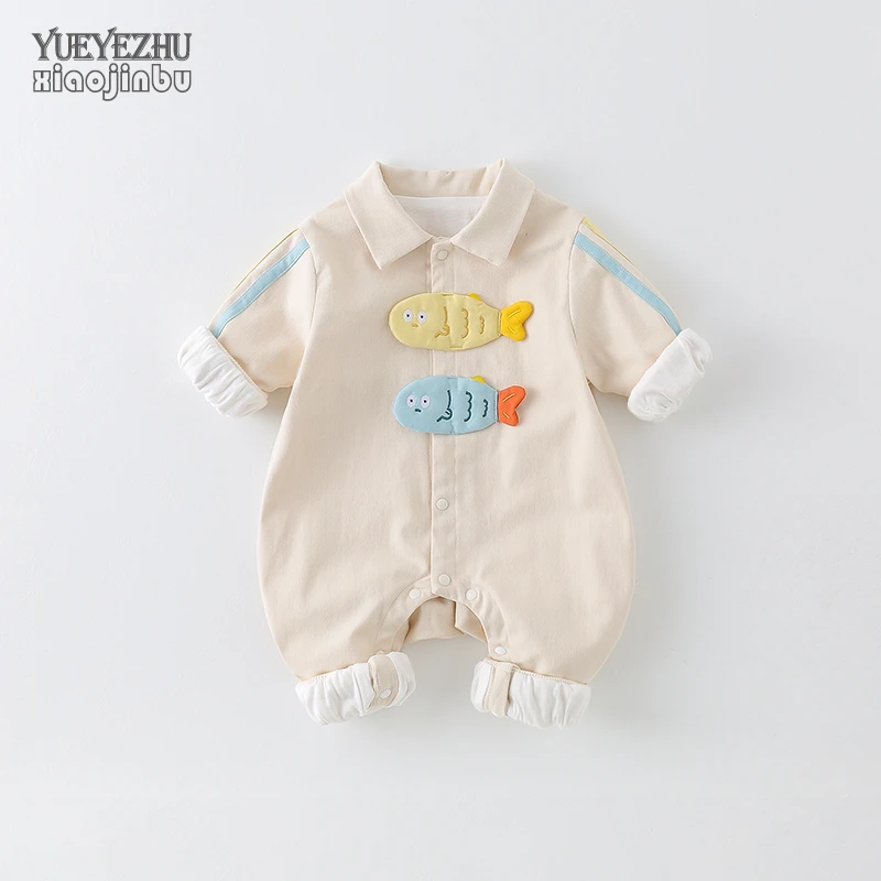 男宝宝衣服春秋婴儿连体衣秋装韩版洋气卡通双层哈衣爬服外出新生