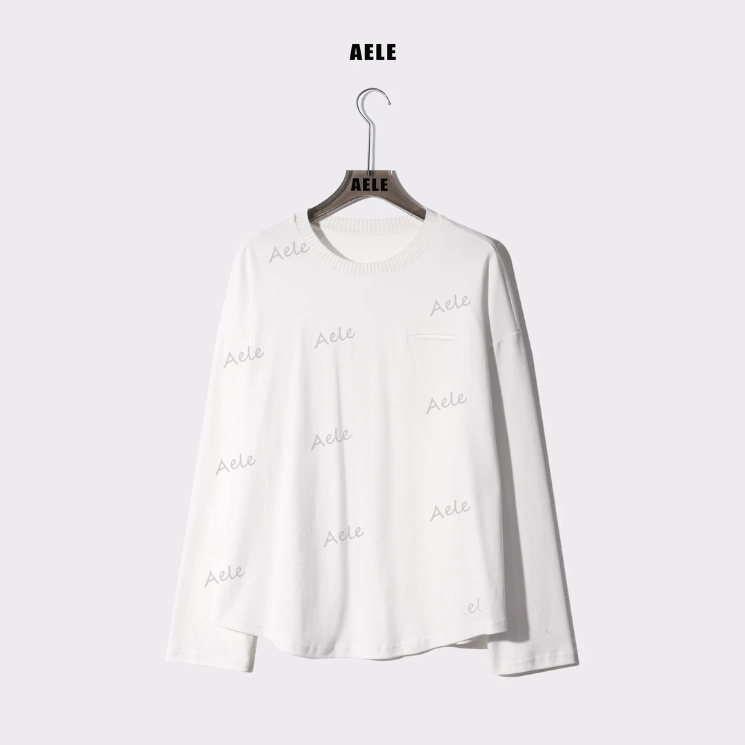 AELE【云朵白】休闲极简百搭宽松上衣白色长袖打底T恤 T853 2398 AD