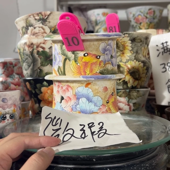 景德镇手绘花盆满38包邮偏远地区除外