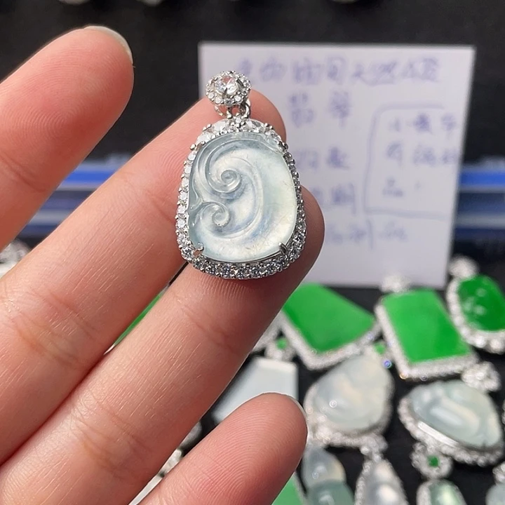 翡翠银S925镶嵌颈饰