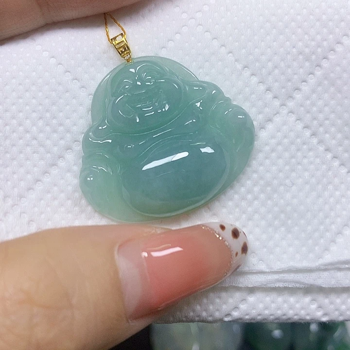 翡翠18K金镶嵌颈饰挂件