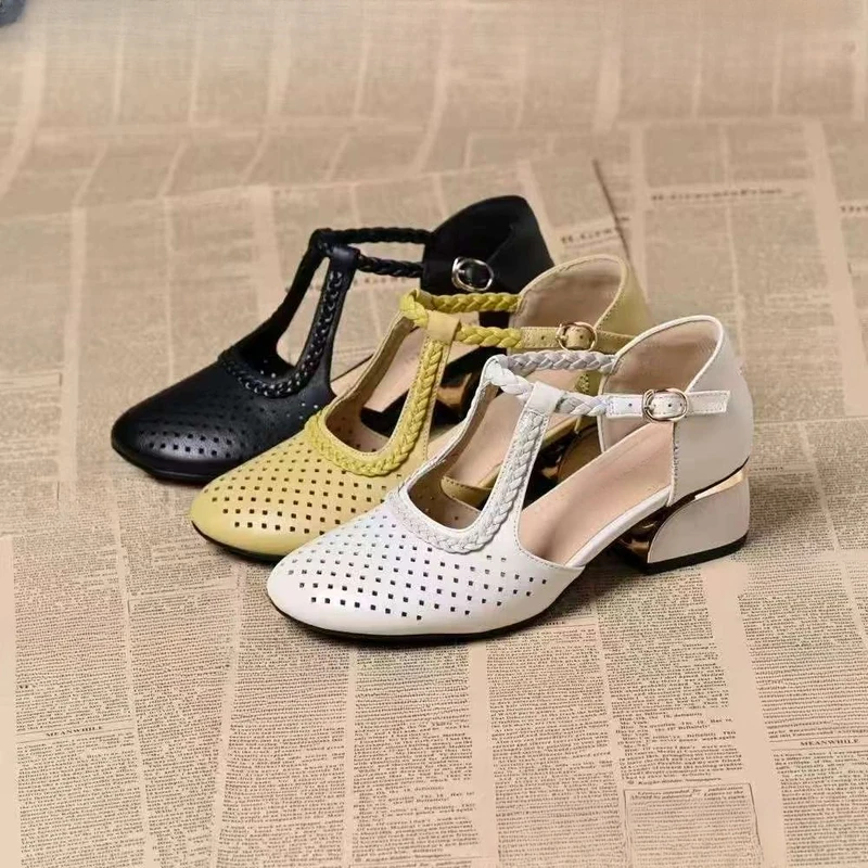 编织包头女镂空包头凉鞋妈妈鞋时装凉鞋夏季透气舒适