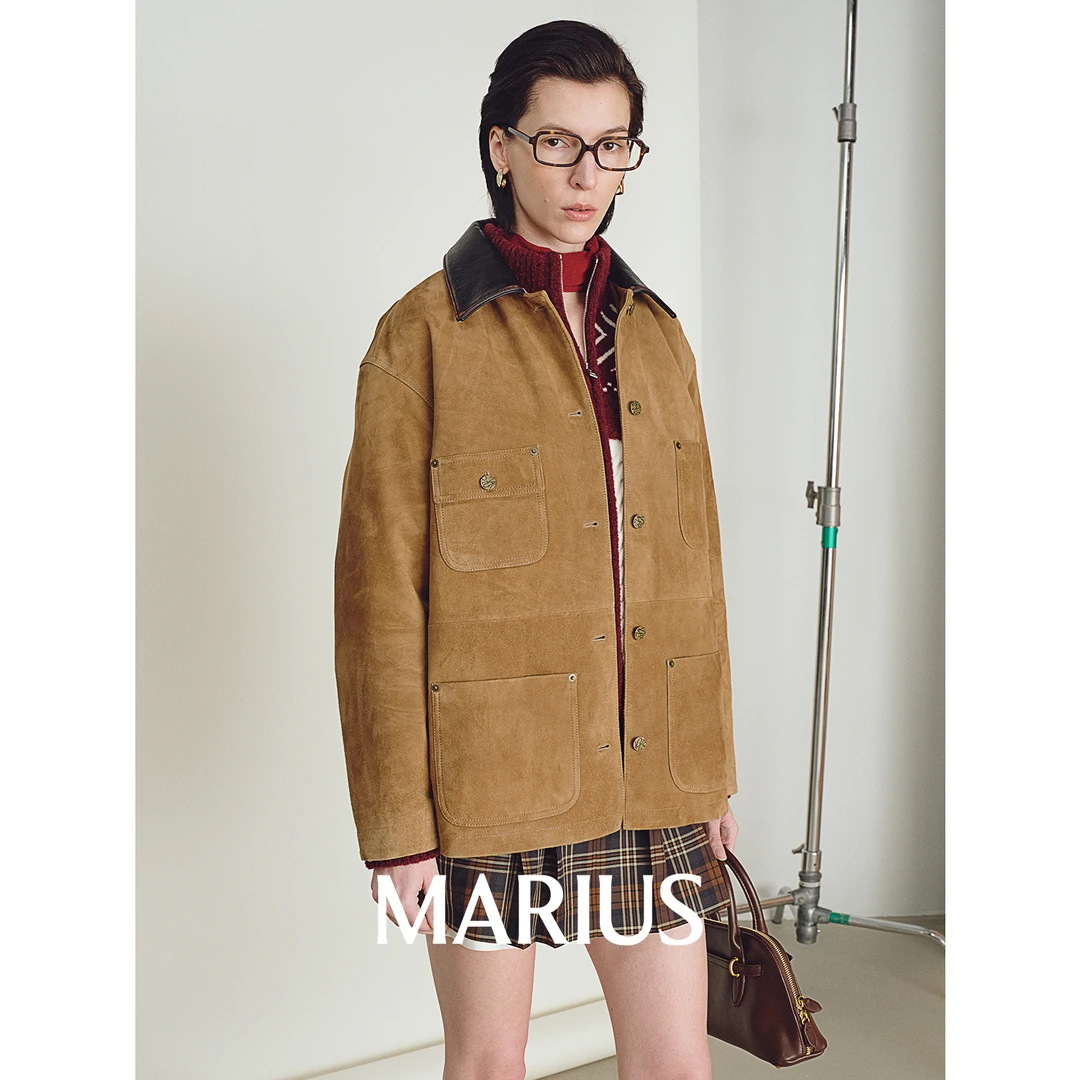 MARIUS“冒险家”意大利休闲VTG绒面高端头层绵羊皮衣外套
