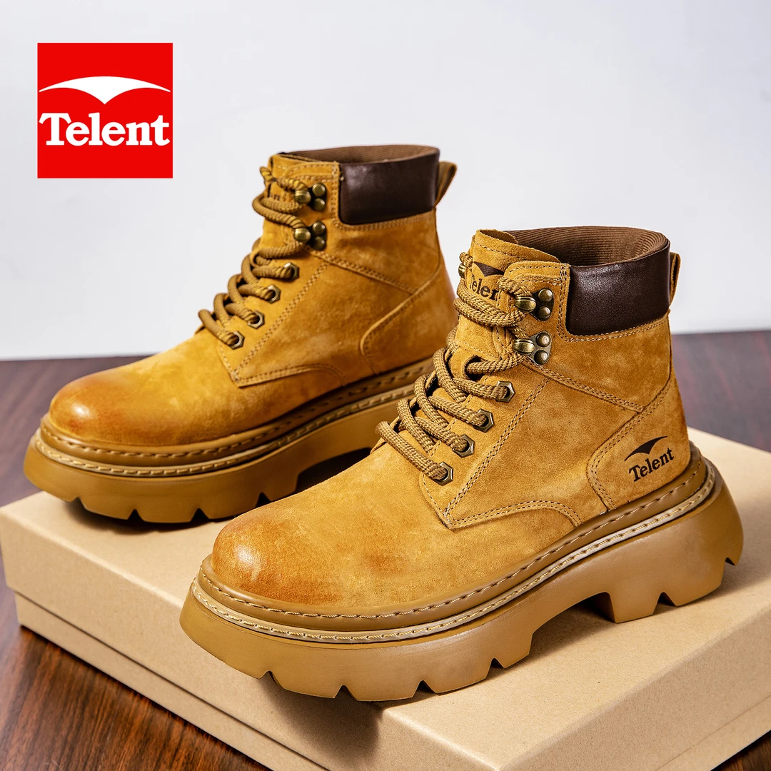 天伦天马丁靴女鞋2025新款情侣大黄靴增高厚底轻便真皮男士户外鞋