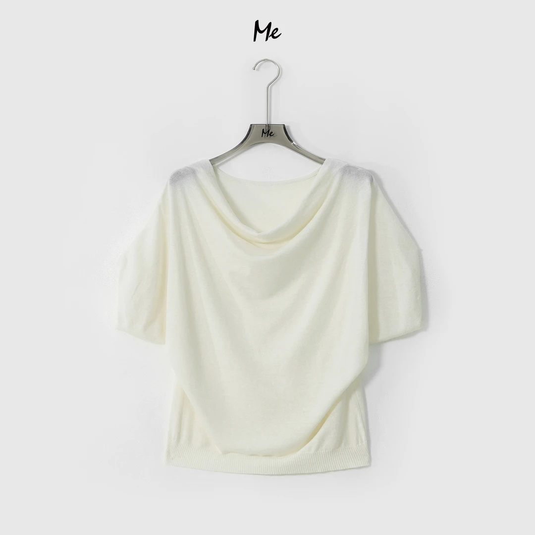 ME【荡领蝙蝠衫】绵羊毛混纺法式超柔显瘦时尚百搭针织衫MESS6674