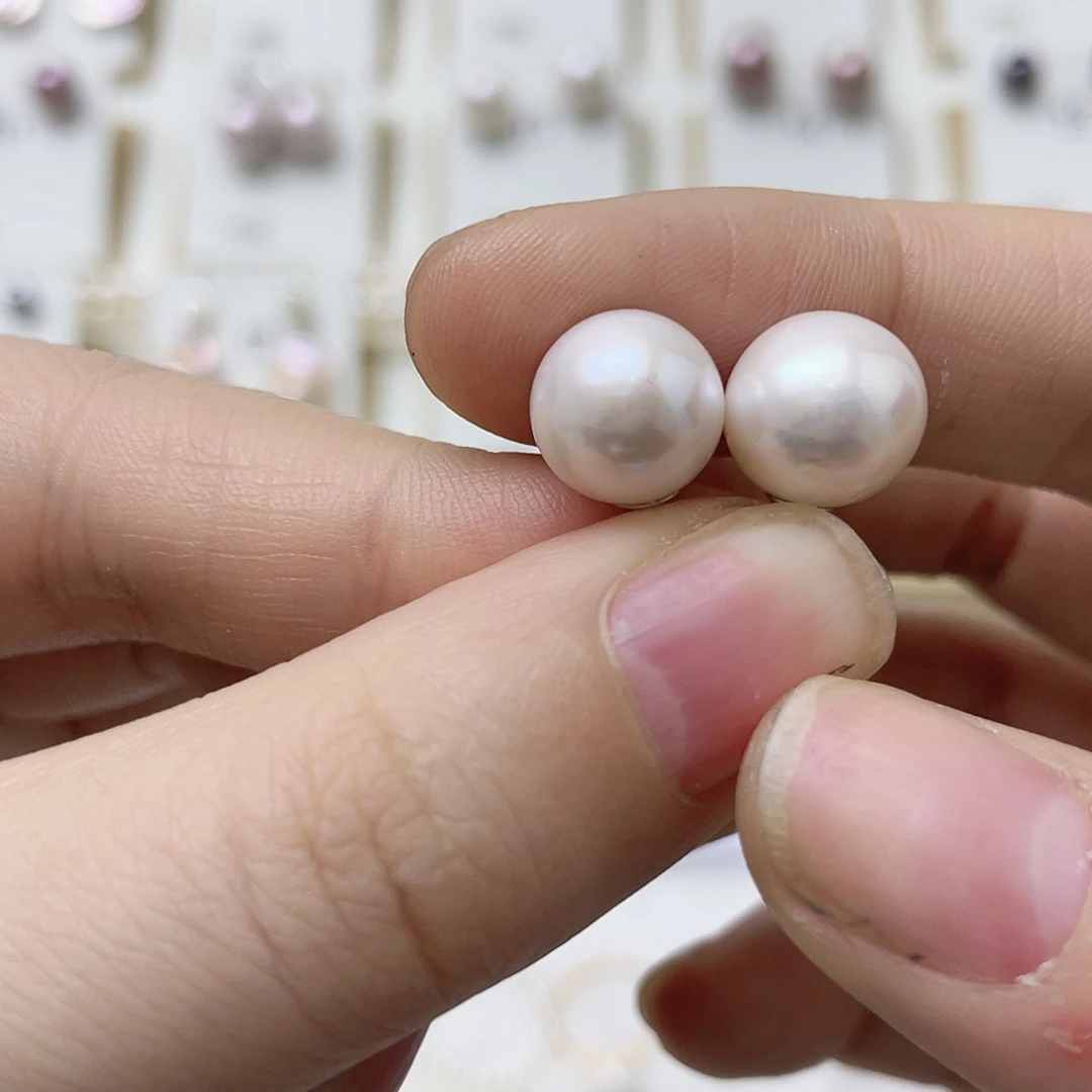 用***2耳饰淡水珍珠银S925镶嵌