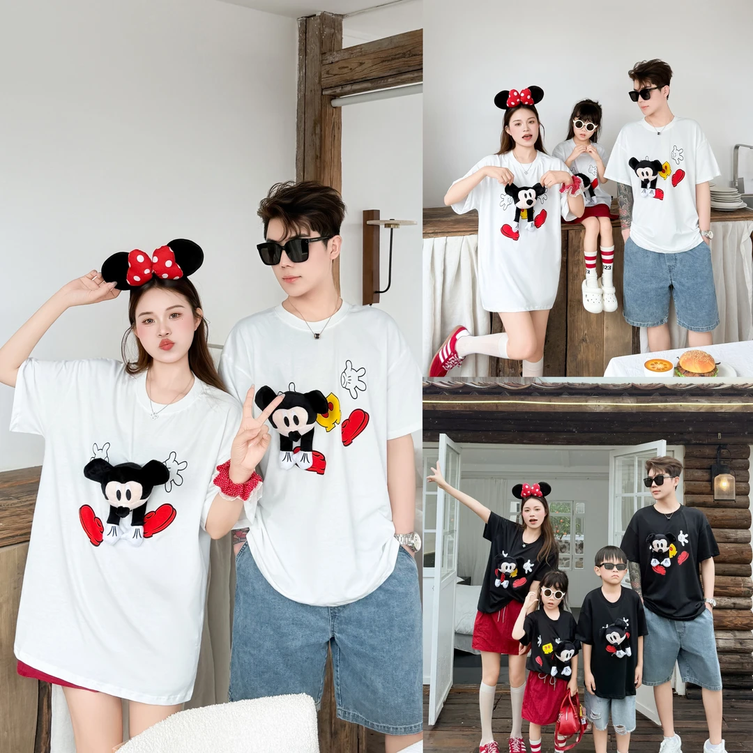 特别的亲子装夏新款一家三口母子母女潮玩米奇游乐园短袖T恤上衣