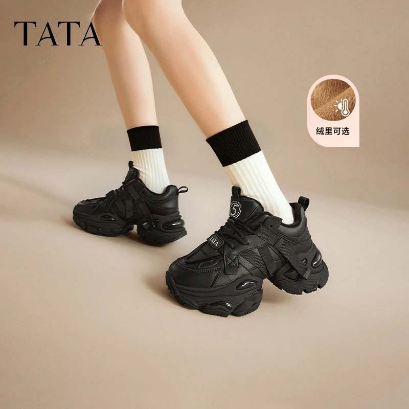 TATA他她厚底休闲老爹鞋女鞋机能加绒休闲运动鞋2024秋冬GEA01CM4