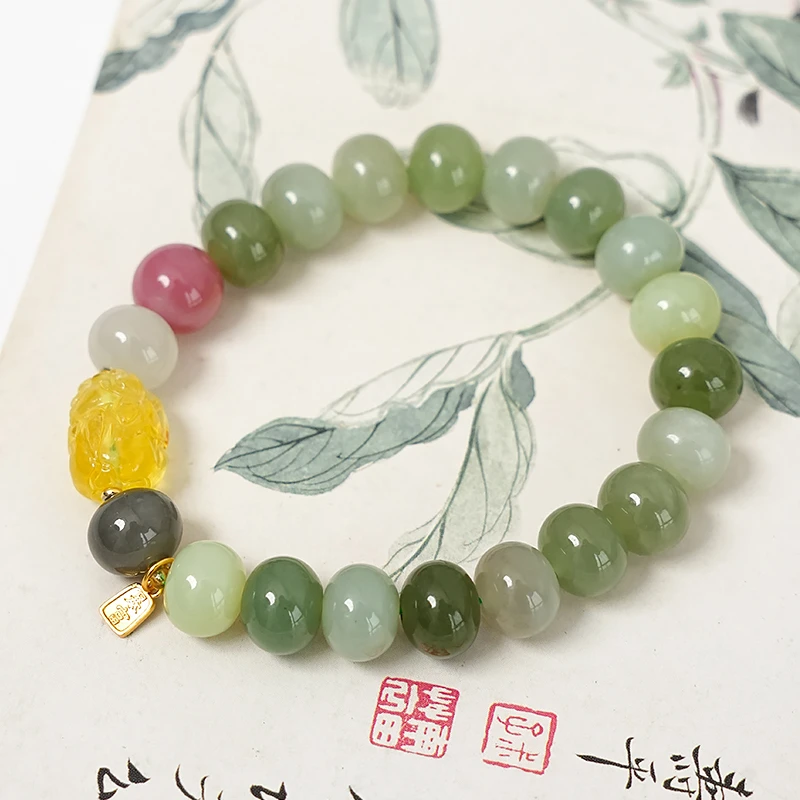 轻奢贵气天然和田玉盐源玛瑙貔貅手串手链多样性发一-8469