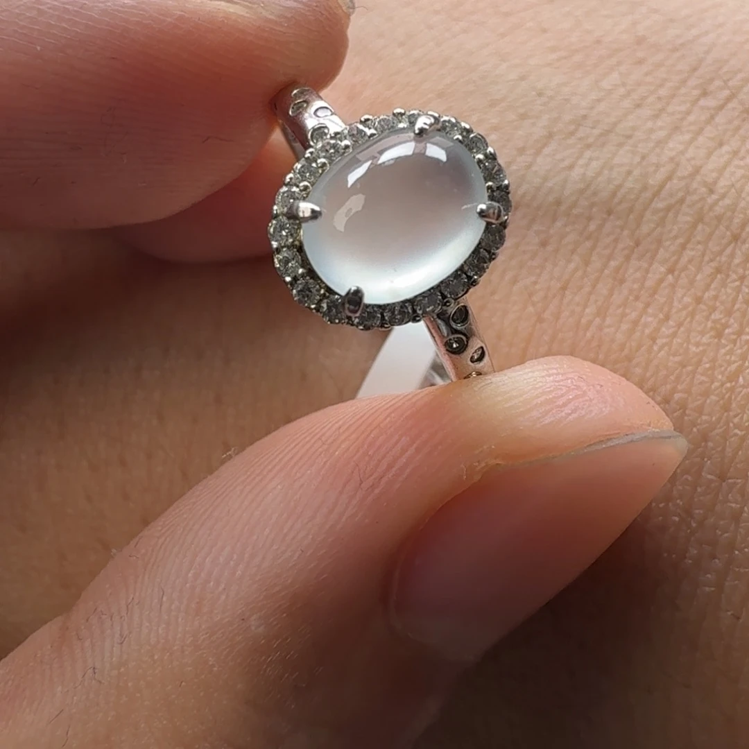 翡翠银S925镶嵌戒指天然缅甸翡翠A货