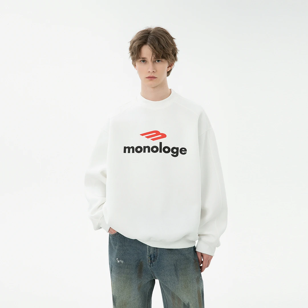 jaaniste字母印花卫衣男美式百搭白色休闲打底衫潮流宽松男女同款