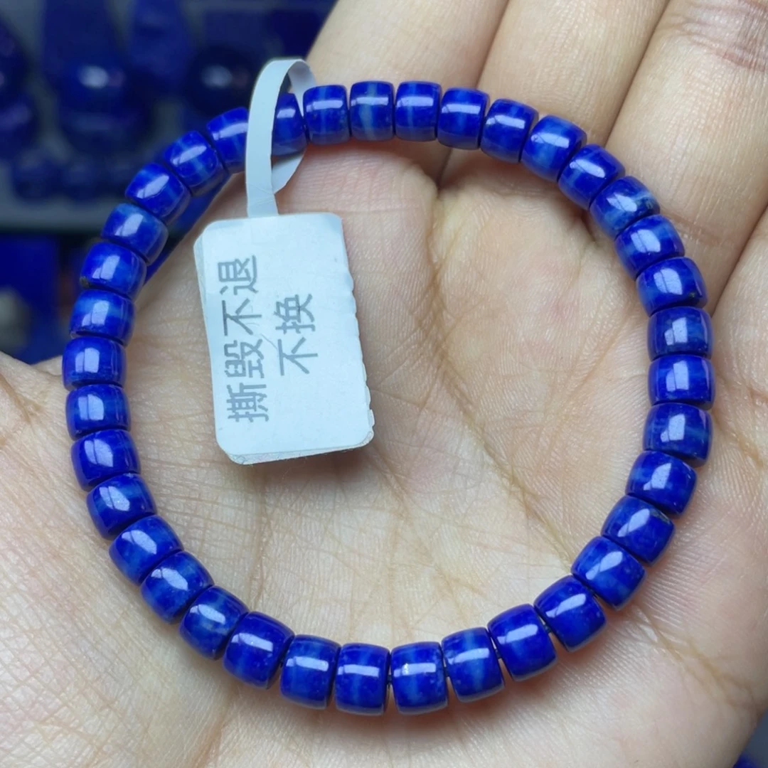 青金石未镶嵌6×4mm直切手串