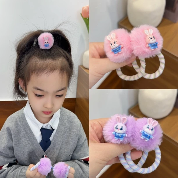疯狂可爱卡通毛绒发圈女儿童毛球发绳头饰高弹力加粗头绳发饰头饰