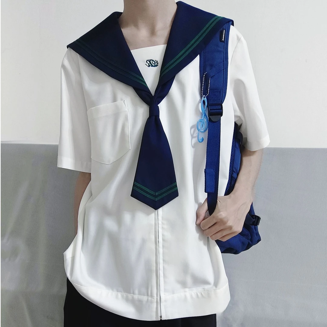 放学后的制服馆dk制服男生水手服绿二本藏青领学院风长短袖少年感