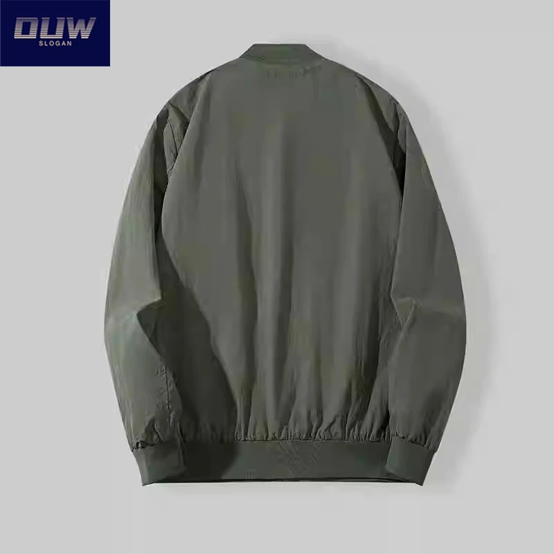 O.U.W2025橡筋下摆男士黑色时尚夹克秋季新款休闲夹克外套上衣ins