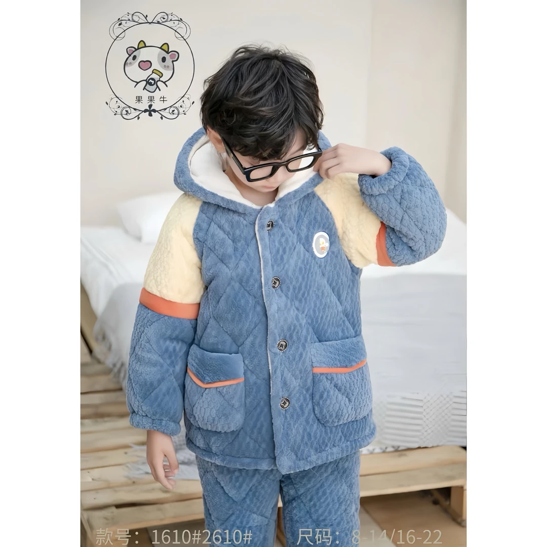 2610冬季睡衣儿童加厚奥特曼拍拍灯家居服套装