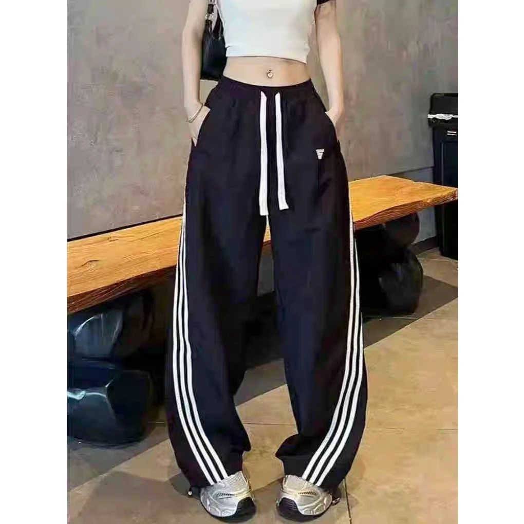 2025春夏新款冰丝速干斜三杠工装休闲阔腿裤SS3001