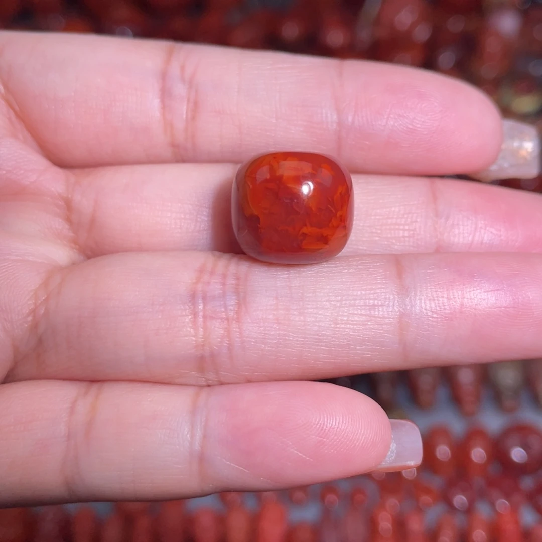 南红玛瑙未镶嵌瓦西火焰老型14mm