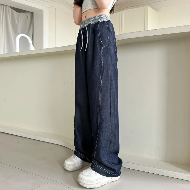 儿童秋装2025年新款大女童装薄款裤子春秋款水洗牛仔裤秋季直筒裤