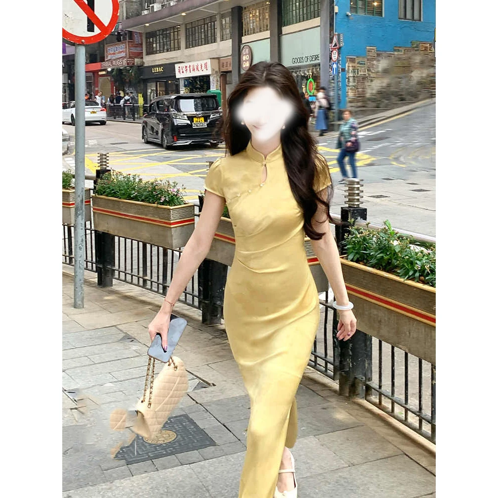 2025【清光】新中式蝴蝶印花改良旗袍女夏季新款日常外出连衣裙