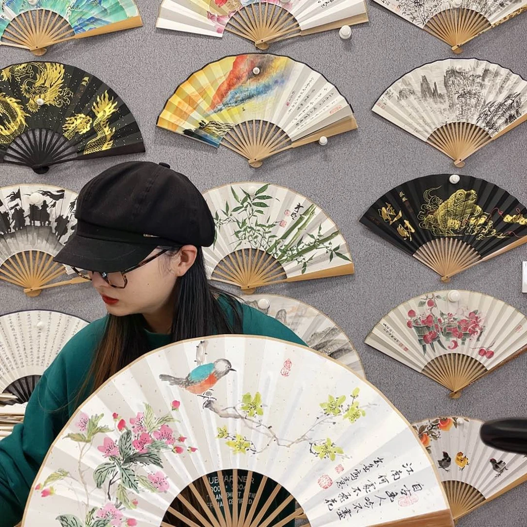 书法10寸-油竹福利折扇（默认粘好）