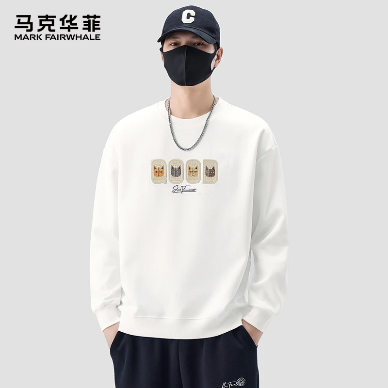 MARK FAIRWHALE/马克华菲潮牌圆领长袖卫衣男士春秋宽松百搭上衣