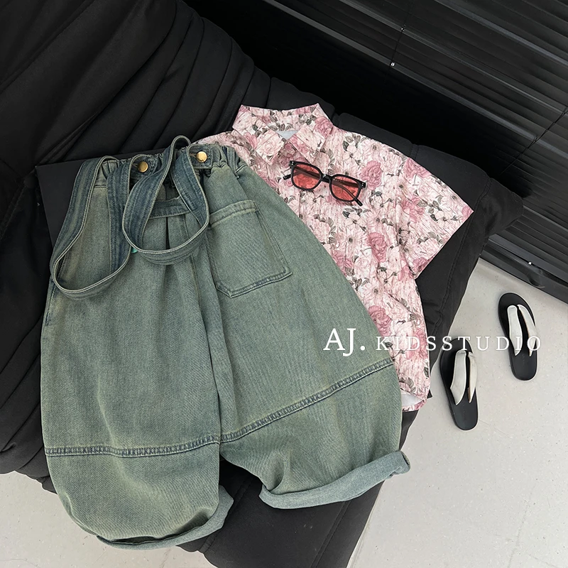 【Umi现货】儿童时尚宽松百搭可拆卸牛仔背带裤灯笼裤MPG4235