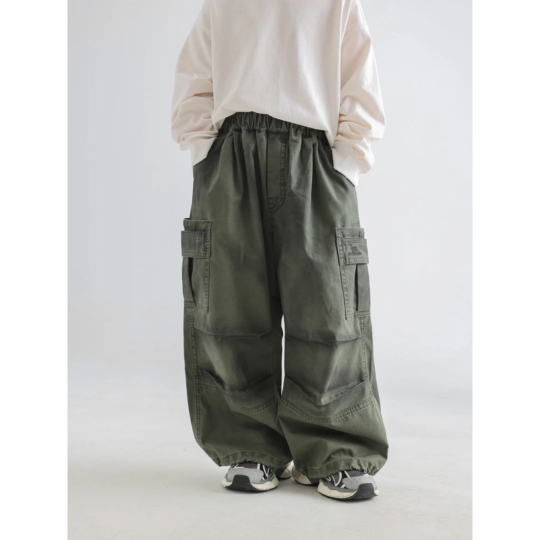 in爱：mp25秋季男童潮酷帅气工装裤韩版儿童潮洗重工款工装裤5014