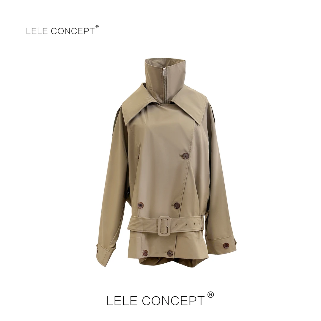 LELE CONCEPT丨时尚设计款系腰带双领风衣FF25C0086W